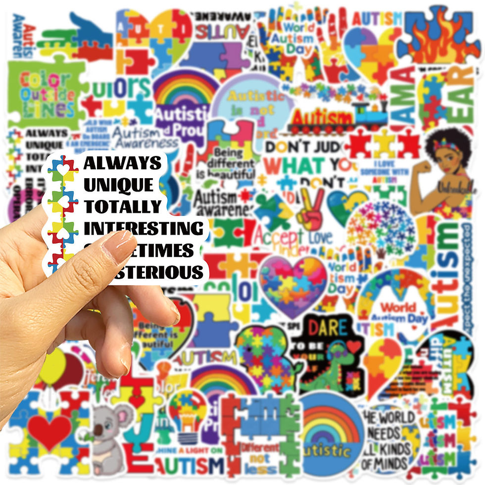 Thumbnail: 50Pcs Cartoon Autism Awareness Stickers - Waterproof Decor for Guitars, Notebook