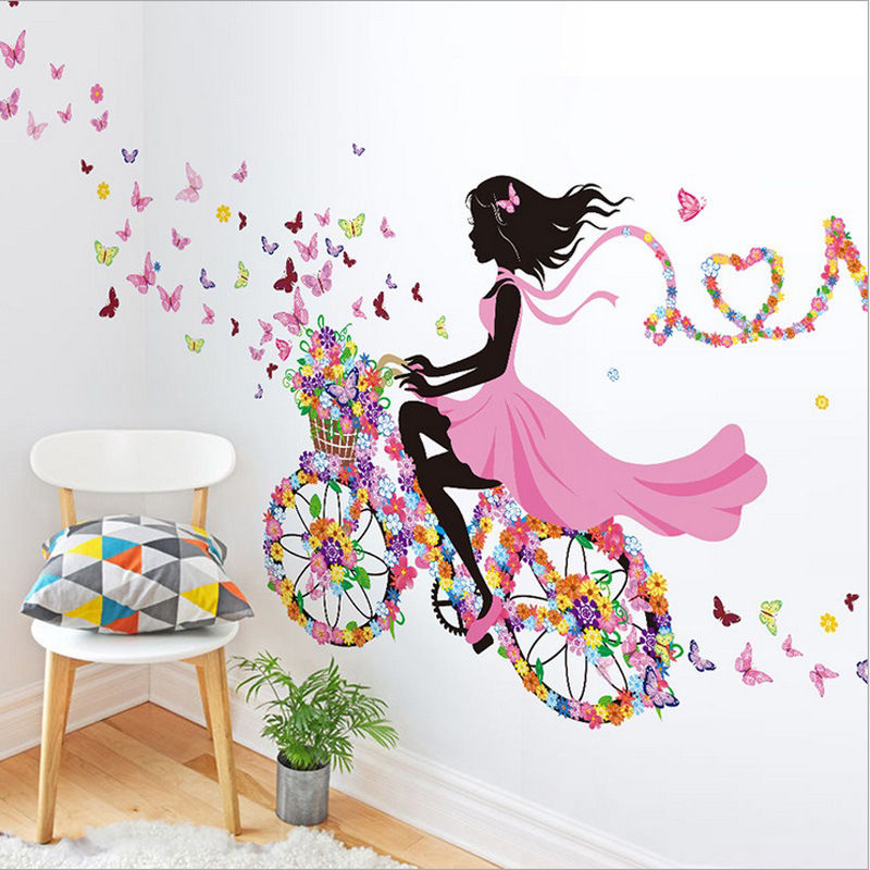 Thumbnail: 1 Set Of 4 Pcs Floral Zircon Pattern Sticker, Girls  Butterfly Bicycle Pattern W