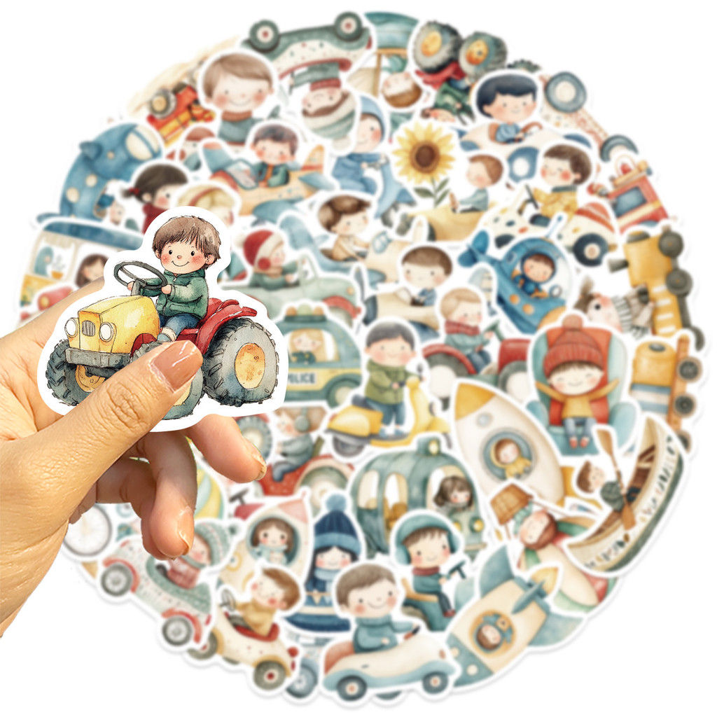 50Pcs Cartoon Transport Graffiti Stickers | Waterproof Decor for Guitars, Notebo