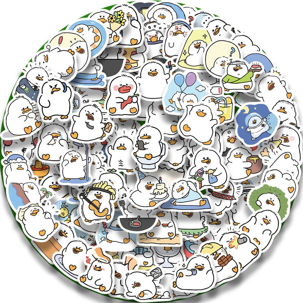 100PCS Cute Simple Duck Sticker For Aesthetic Children's Stationery School Suppl