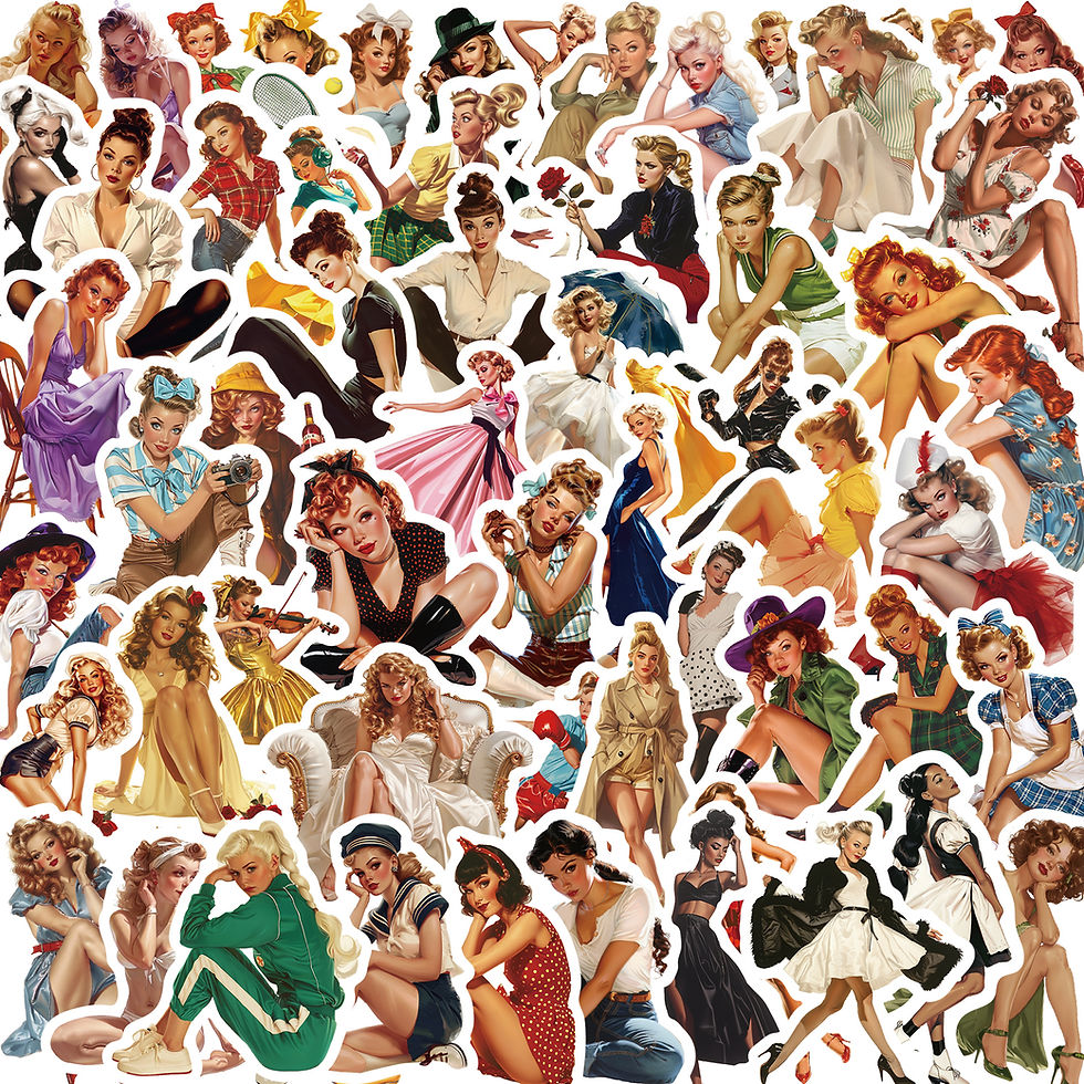 Thumbnail: 60pcs Retro Girl Sticker Collection Vintage Beauty Stickers Waterproof Vinyl Dec