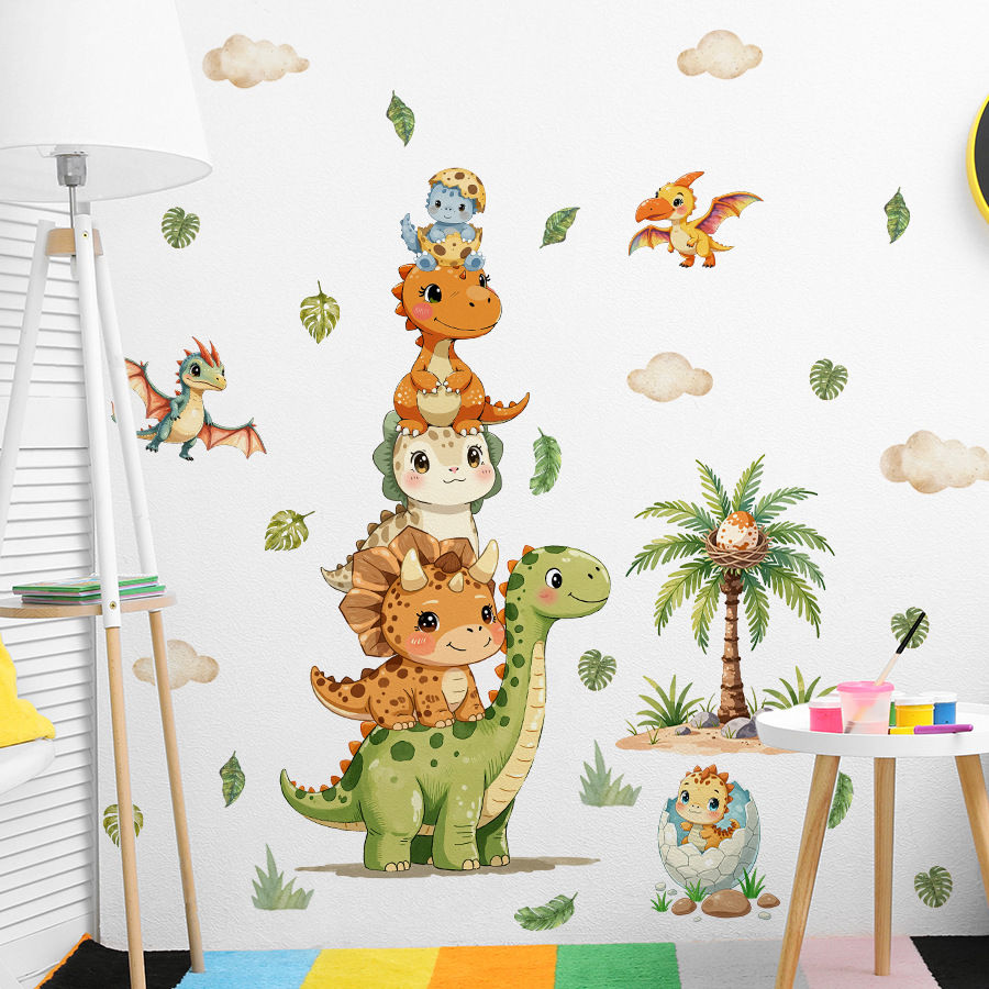 Thumbnail: Cartoon Dinosaur Park Wall Stickers For Children's Room Baby Room Bedroom Living