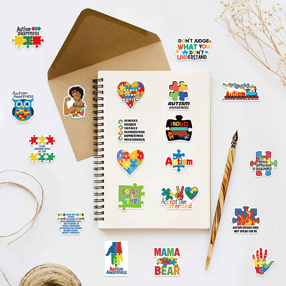 Thumbnail: 50Pcs Cartoon Autism Awareness Stickers - Waterproof Decor for Guitars, Notebook