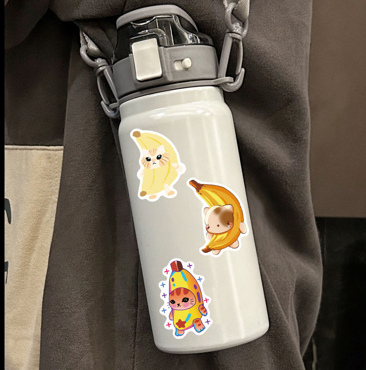 Thumbnail: 50Pcs  Banana Cat Cartoon Kawaii Sticker DIY Scrapbook Laptop Stationary Guitar 