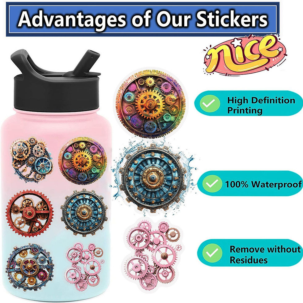 Thumbnail: 50PCS Transparent Time and Space Gear Sticker Pack - Waterproof Clear PET for Sc