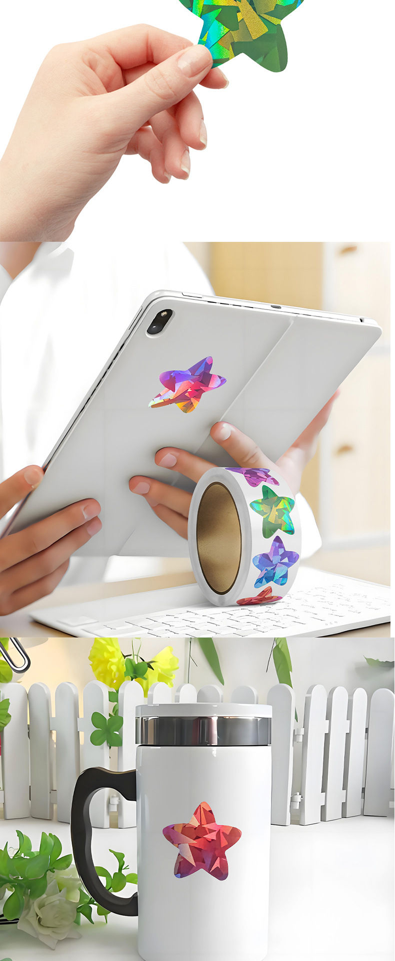 Thumbnail: 500pcs 1inch Coloful Sparkling Star Sticker Label for Festival Party Deco Envelo