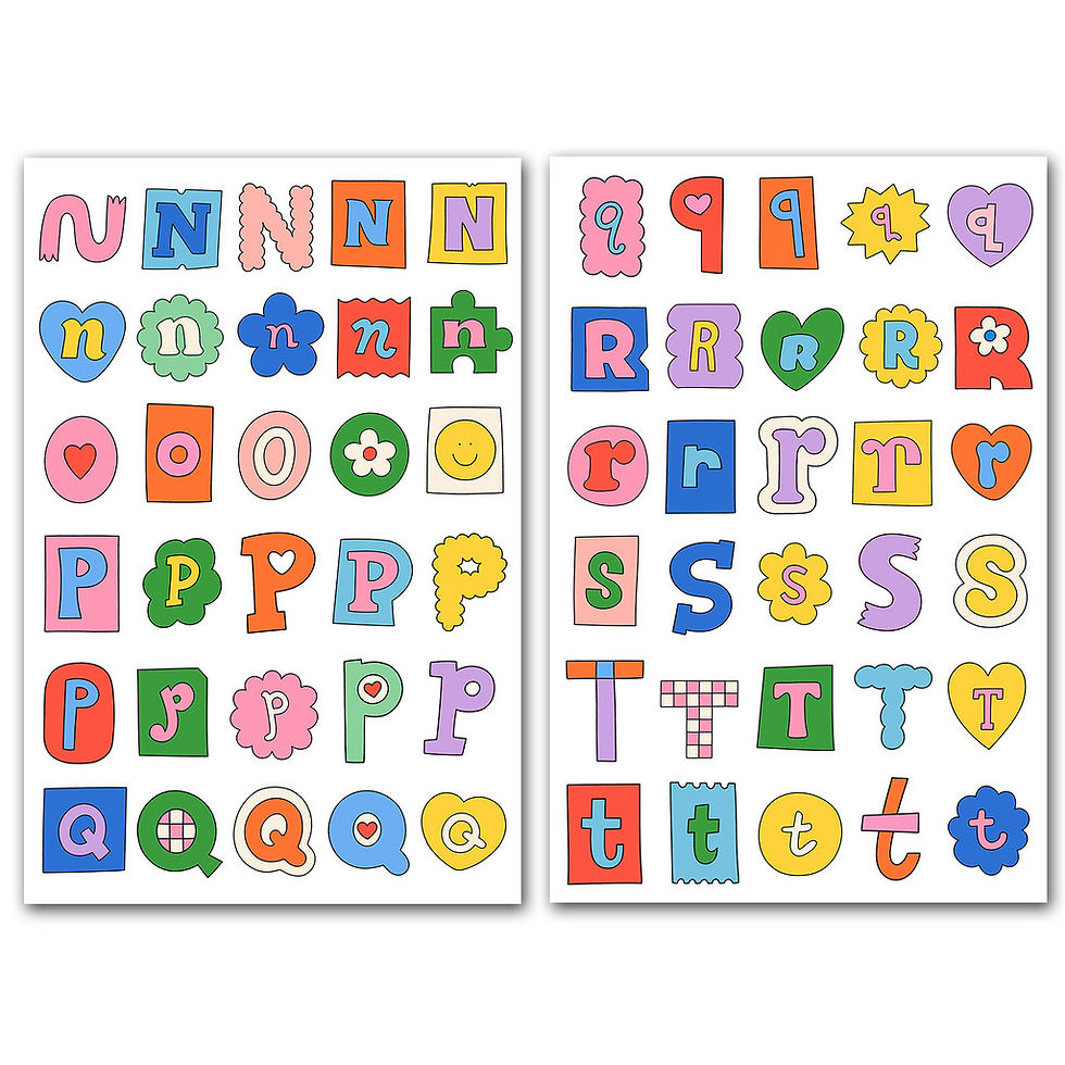 Thumbnail: 8 Sheets Cute Alphabet & Symbol Label Stickers - Pastel English Letter Decals fo