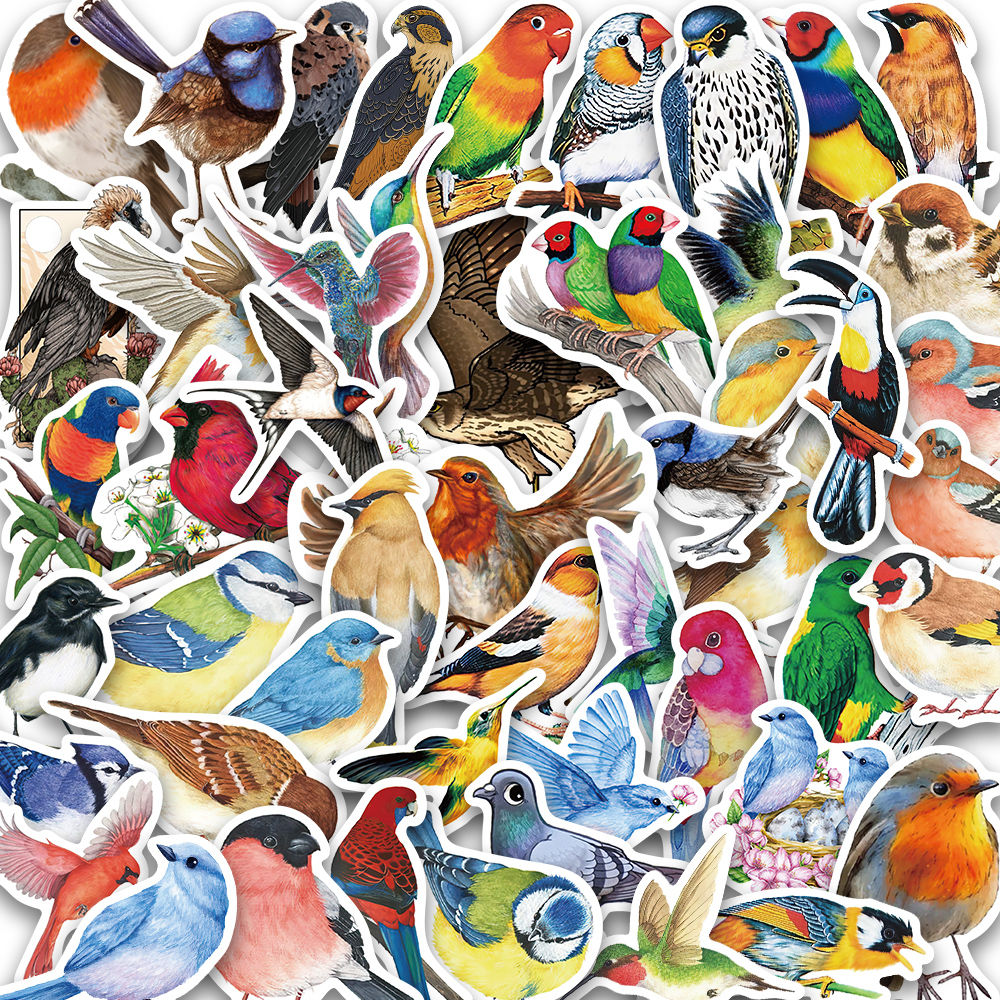 50PCS Bird Stickers Nostalgia Cartoon Laptop Luggage For Phone Home Decoration S