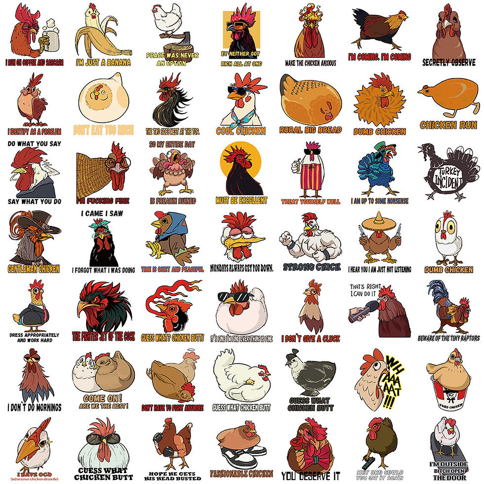 Thumbnail: 50PCS Cartoon Hen Graffiti Stickers - Waterproof for DIY Decor on Guitar, Notebo