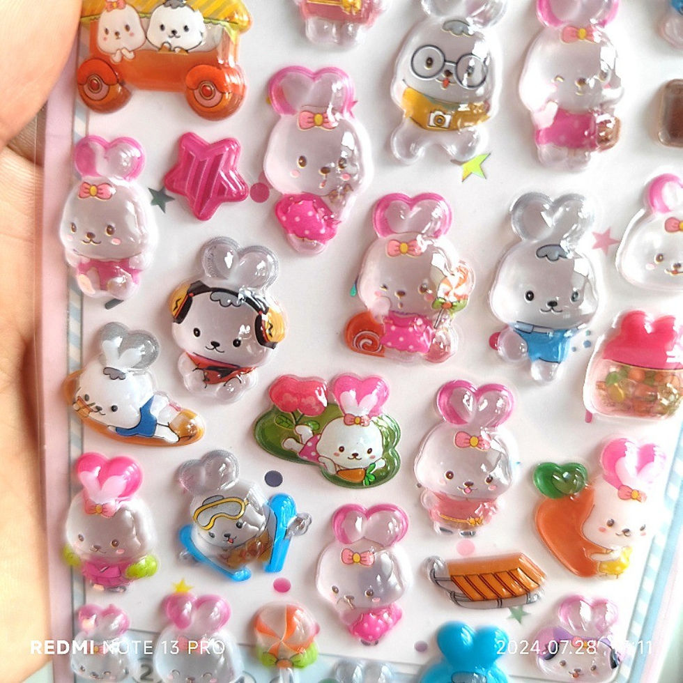 Thumbnail: 4-Piece 3D Embossed Crystal Animal Fun Stickers - Decorative Decals for Kids, No
