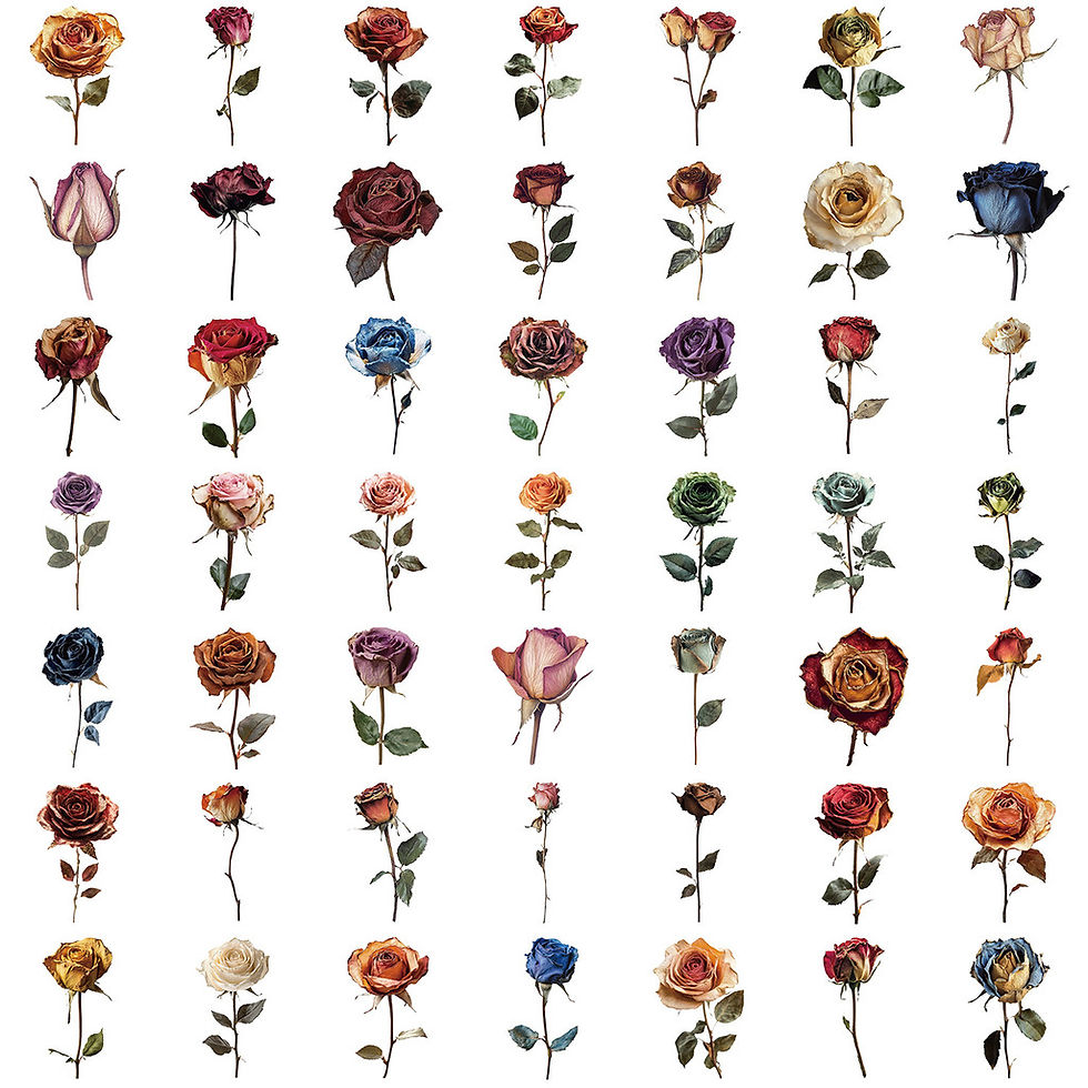 Thumbnail: 50PCS Transparent Dried Flower Sticker Pack - Waterproof Clear PET for Scrapbook