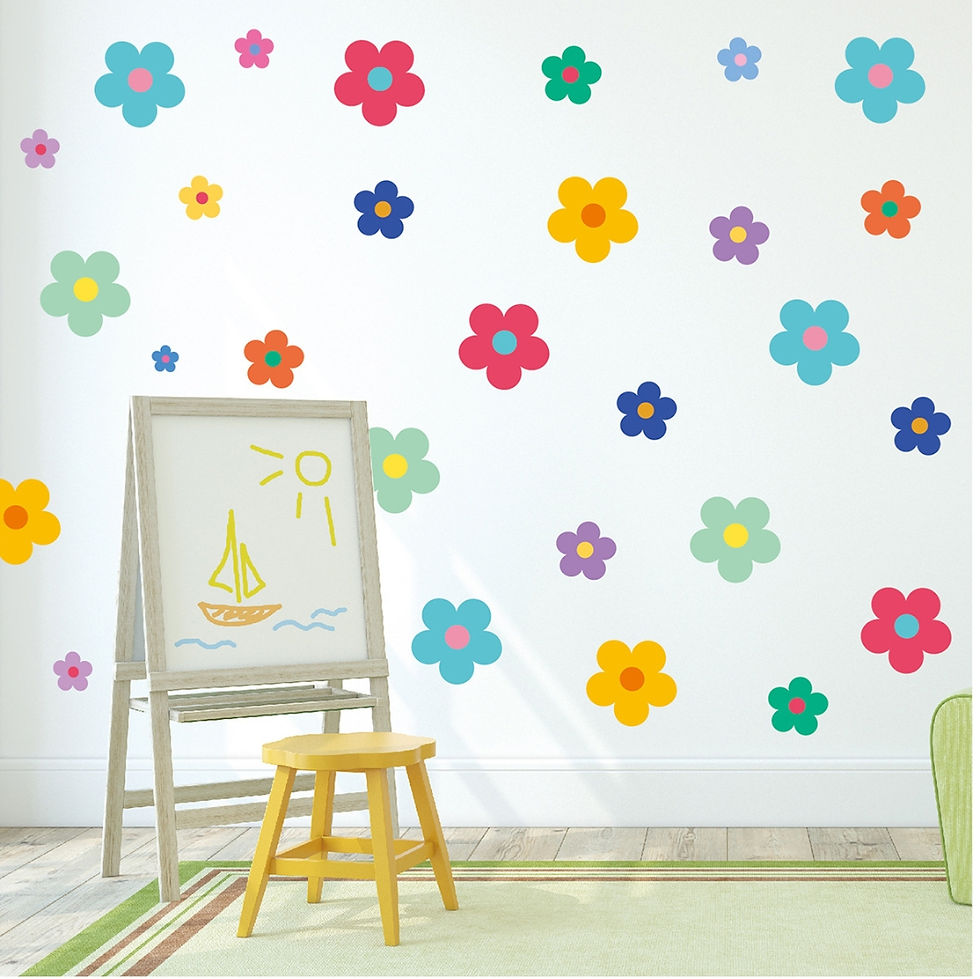 Thumbnail: Colorful Fantasy Flower Wall Decals – Self-Adhesive, Contemporary Style, Multi