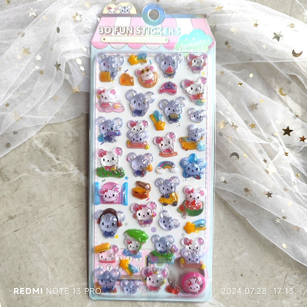 Thumbnail: 4-Piece 3D Embossed Crystal Animal Fun Stickers - Decorative Decals for Kids, No