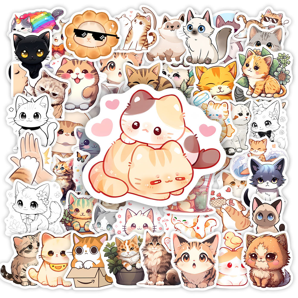Kawaii Cat Stickers Kitten Cartoon Funny Kids Anime Cute Pet Animal DIY Sketch G