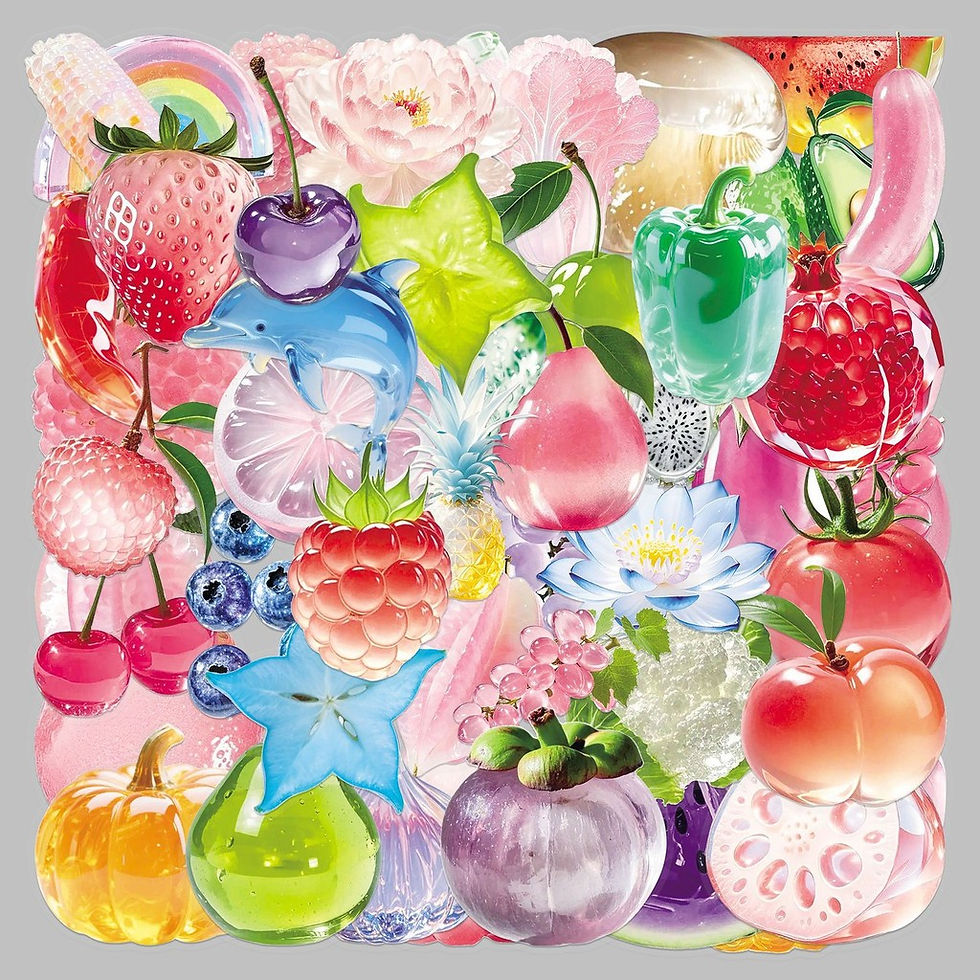 Thumbnail: 50-Piece Sparkling Transparent Stickers Fresh Cute Fruit Rainbow Graffiti Waterp