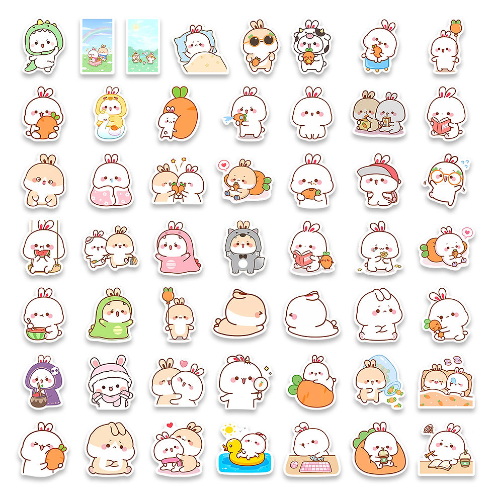 Thumbnail: 10/25/50Pcs Kawaii Carrot Rabbit Couple Stickers for Notebooks Laptop Luggage Gu