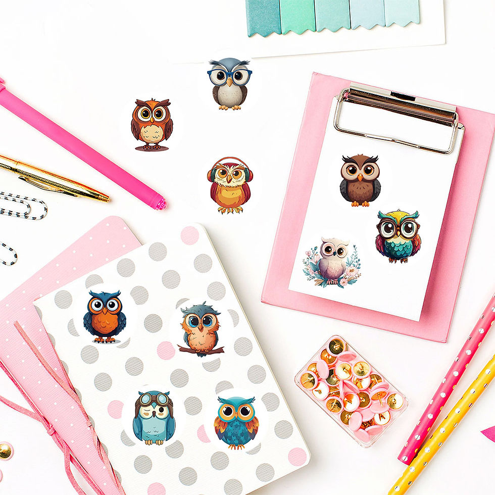Thumbnail: 500Pcs/roll Kawaii Cartoon Owl Sticker Creativity Notebook Aesthetic Cute Bird L