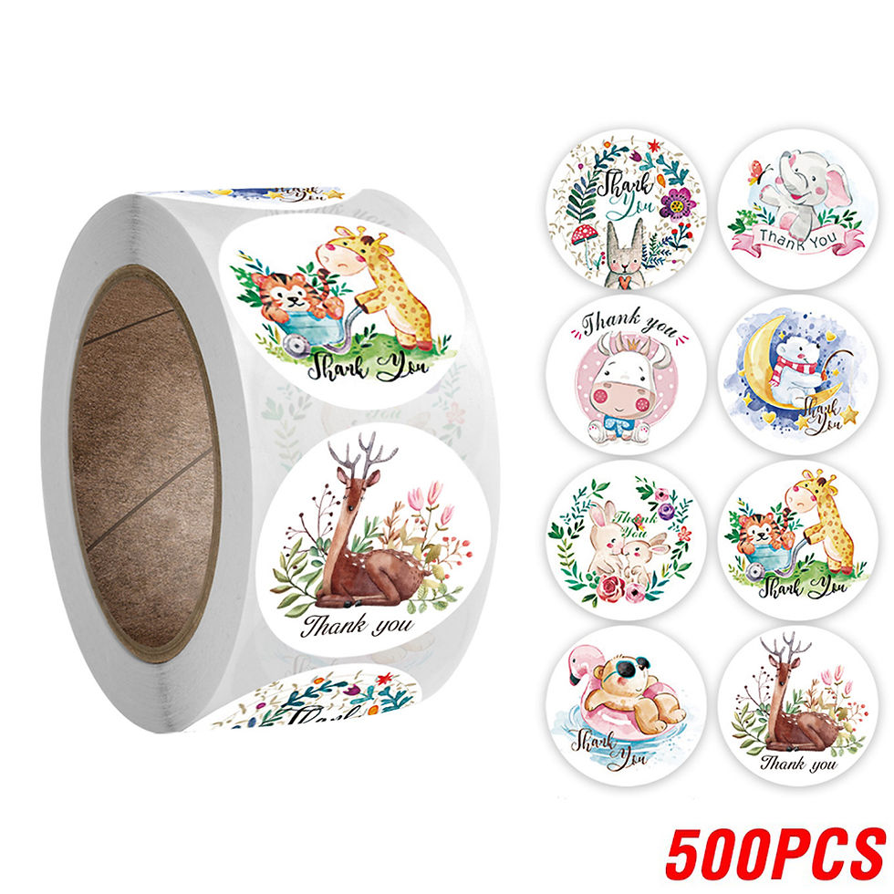 Thumbnail: 100-500pcs Cute Animal Thank you Stickers Rabbit elephant Gift Decor Seal labels