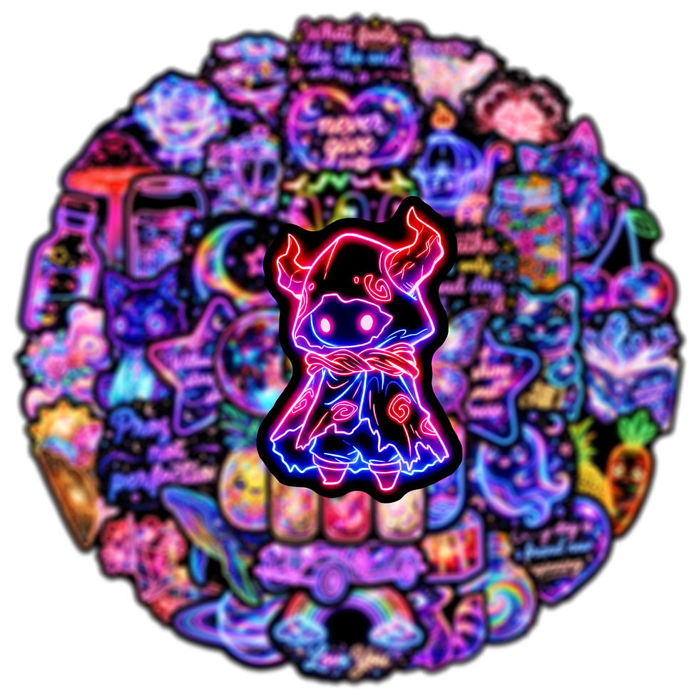 Thumbnail: 50/100PCS Cartoon Cool Neon Light Graffiti Stickers Decorative Luggage Guitar Sk