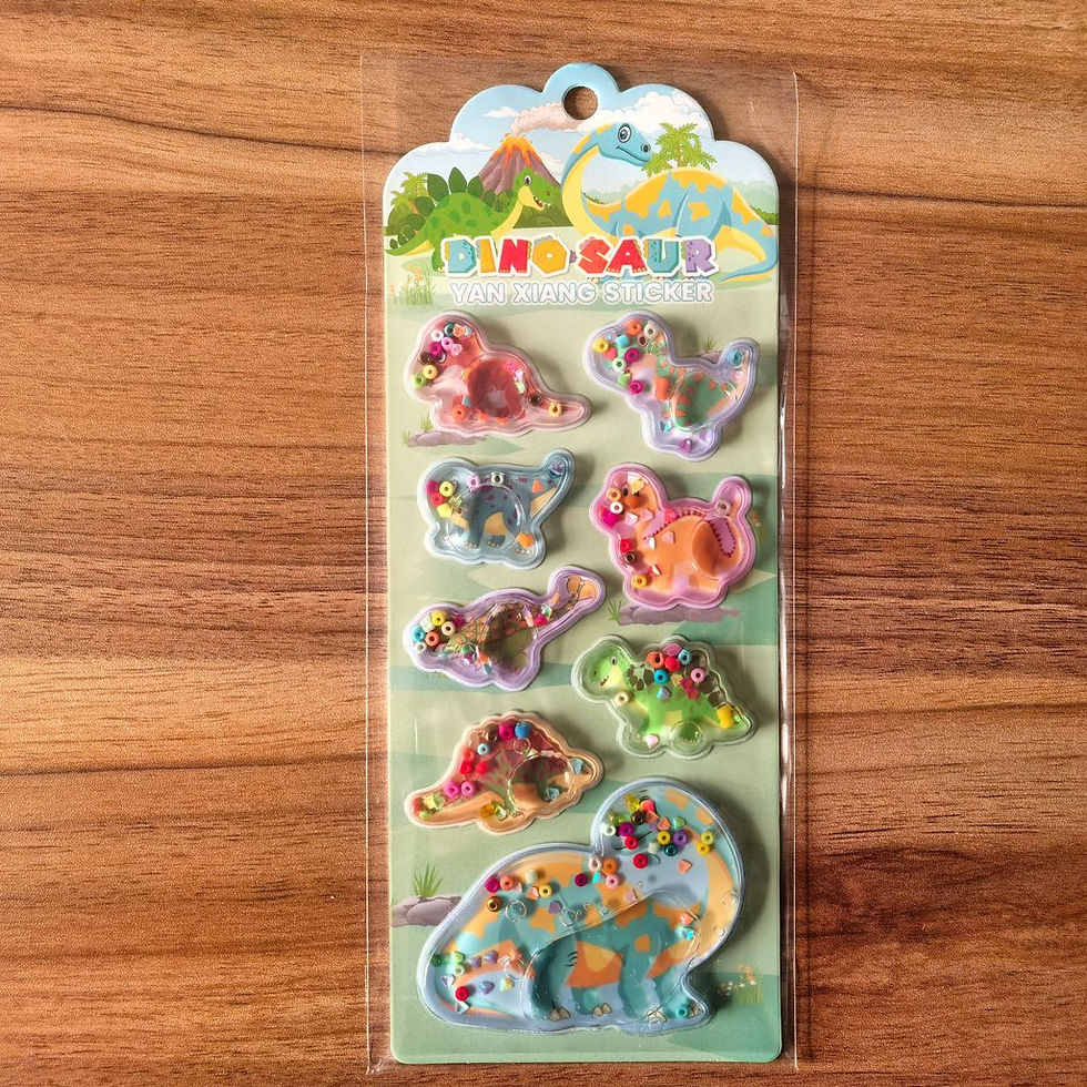 Thumbnail: 4-Pack Dinosaur Shaker Stickers - Interactive Sparkly Dino Decor Decals for Stat