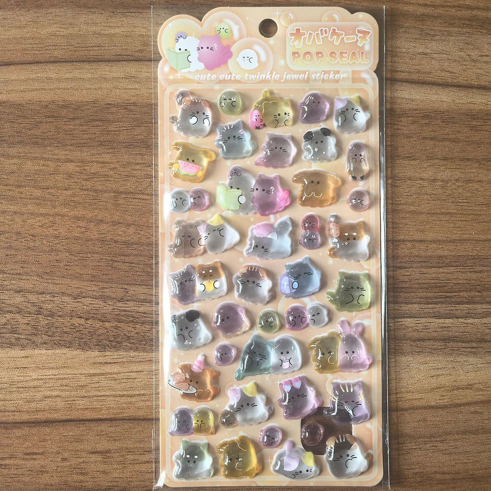 Thumbnail: 4 Pcs Cute Transparent Pop Seal Stickers - Adorable Decor for Journals, Phones &