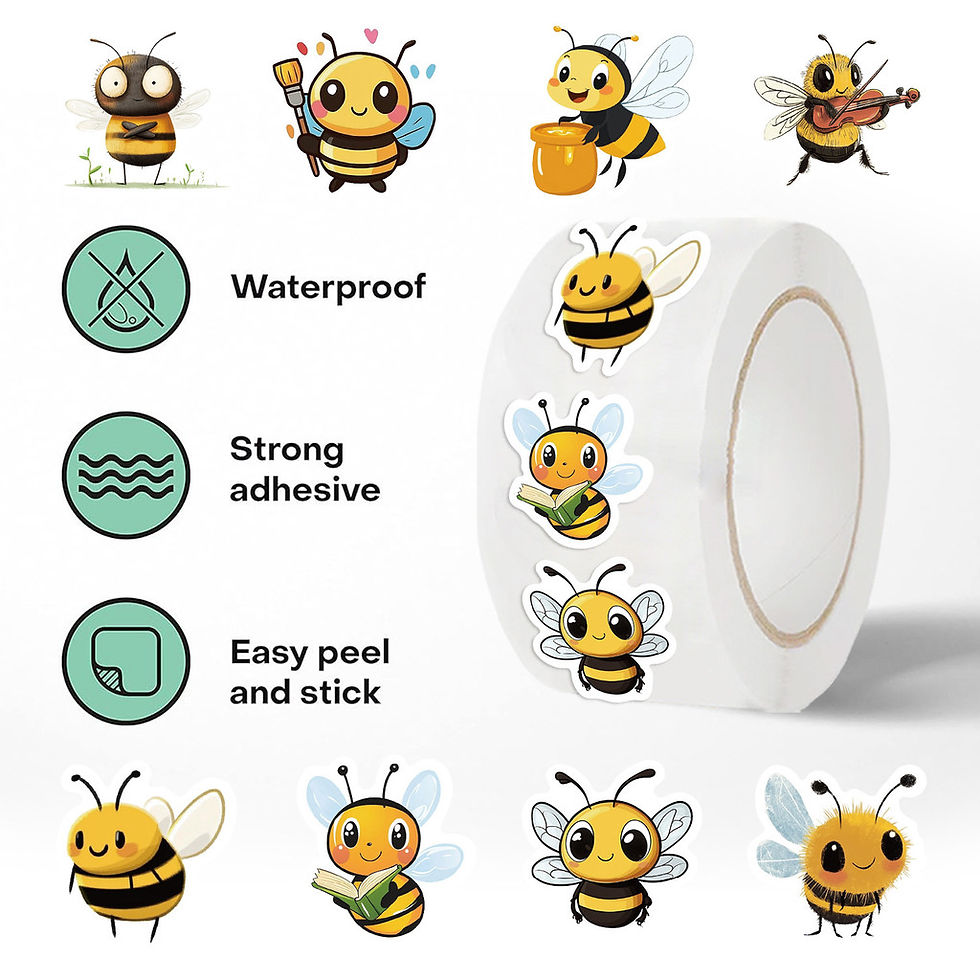 Thumbnail: 500Pcs/Roll Hot-Selling Cartoon Bee Washi Tape - Cute Insect Decals for Journal 