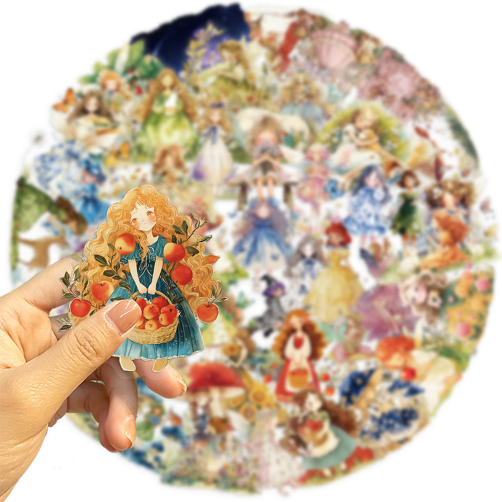 Thumbnail: 50Pcs Clear Cartoon Fairy Tale Princess Stickers Waterproof Transparent PET Deca