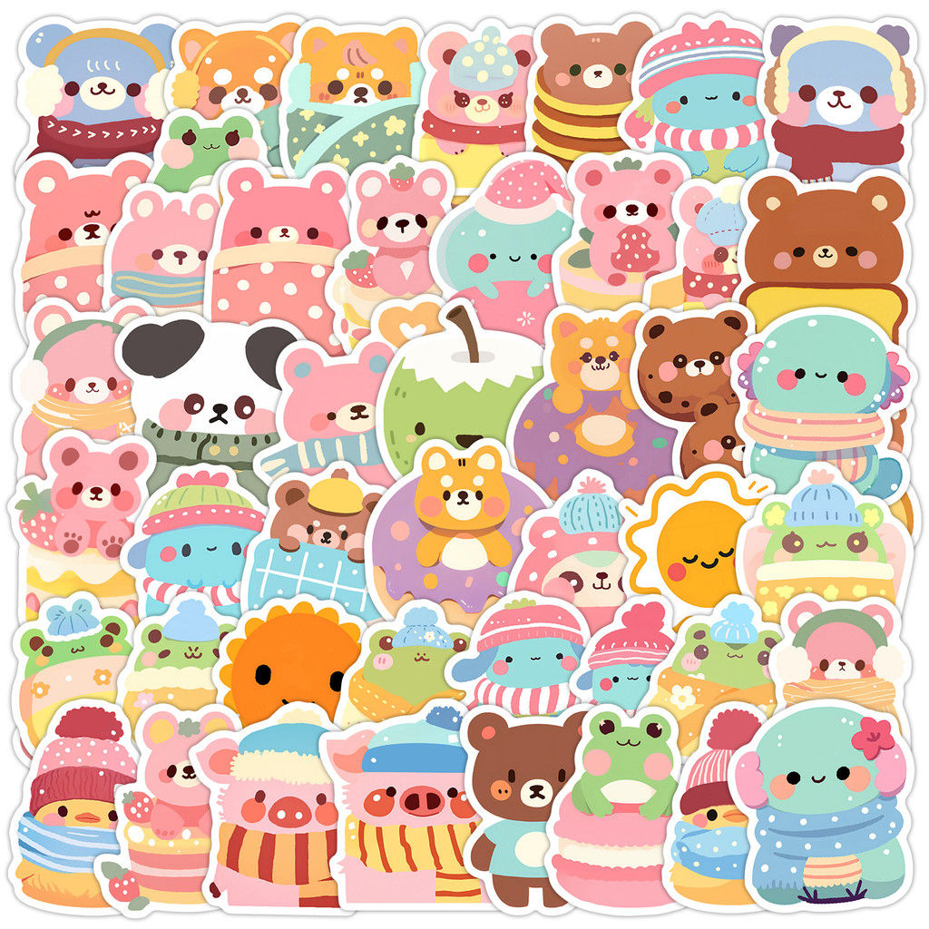 50PCS Cute Animal Graffiti Stickers - Waterproof Decor for Water Cup & Computer