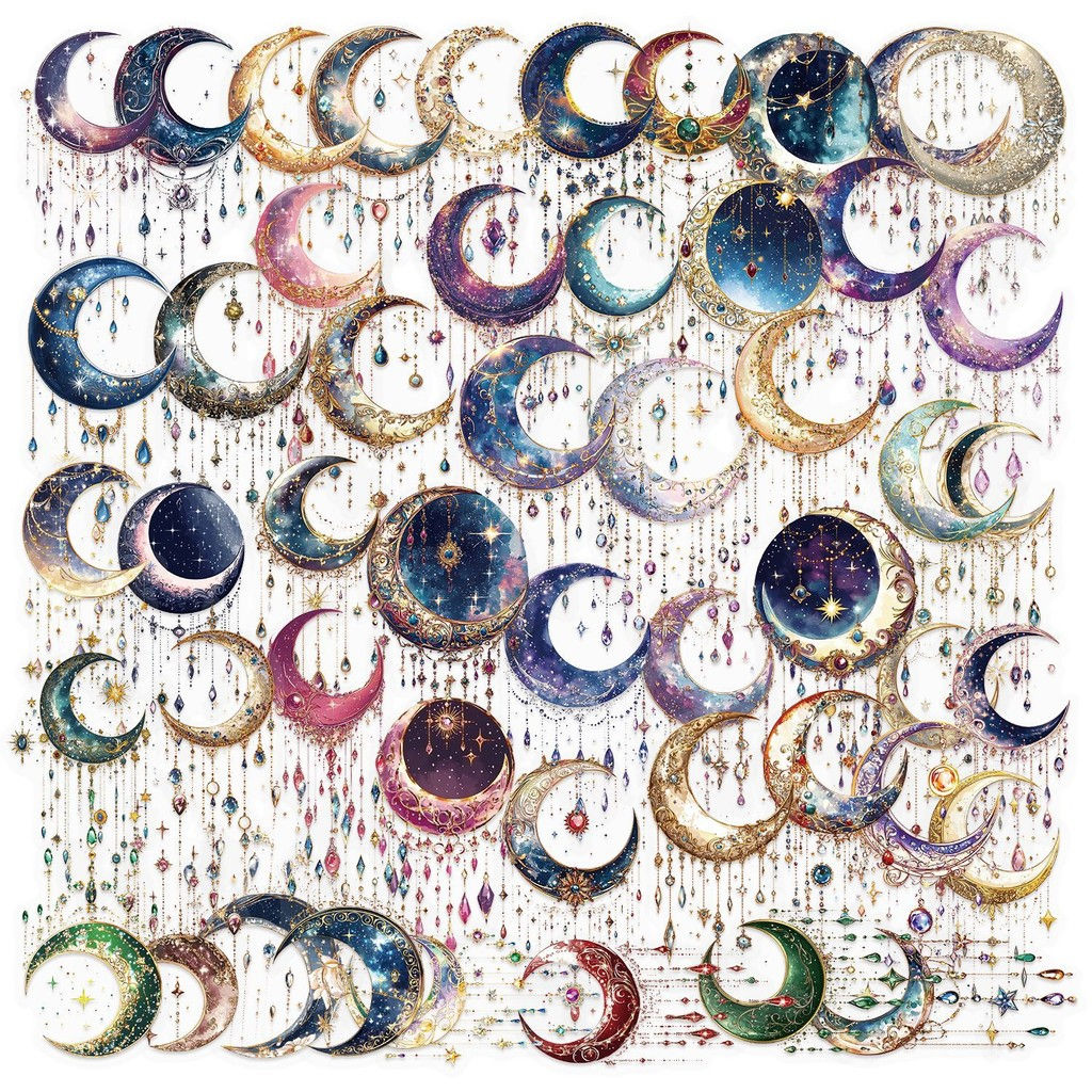 50PCS Transparent Cartoon Dreamy Galaxy Sticker Pack - Waterproof Clear PET for