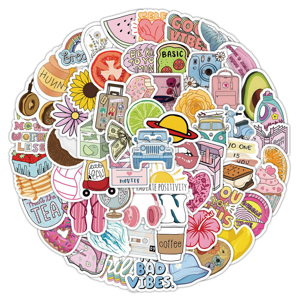100PCS Cute Cartoon Summer Freshness Graffiti Stickers for Bicycle Hand Account