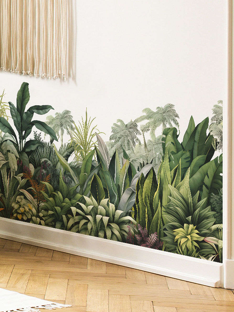 Thumbnail: 2PCS Tropical Green Plants Wall Stickers, Green Leaves Wall Decals Peel and Stic
