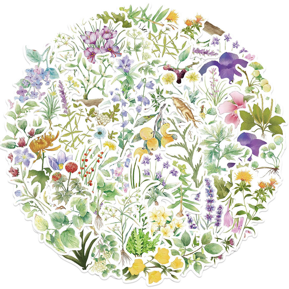 Thumbnail: 50PCS INS Chinese Herb Plant Graffiti Stickers - Waterproof DIY Decor for Guitar