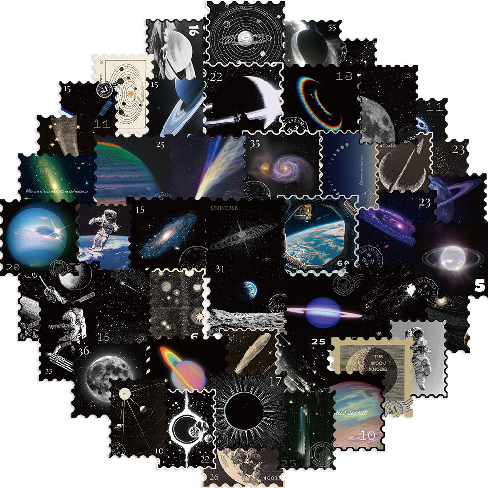 50PCS Cool Mysterious Universe Planet Stickers Graffiti Decals Waterproof Motorc
