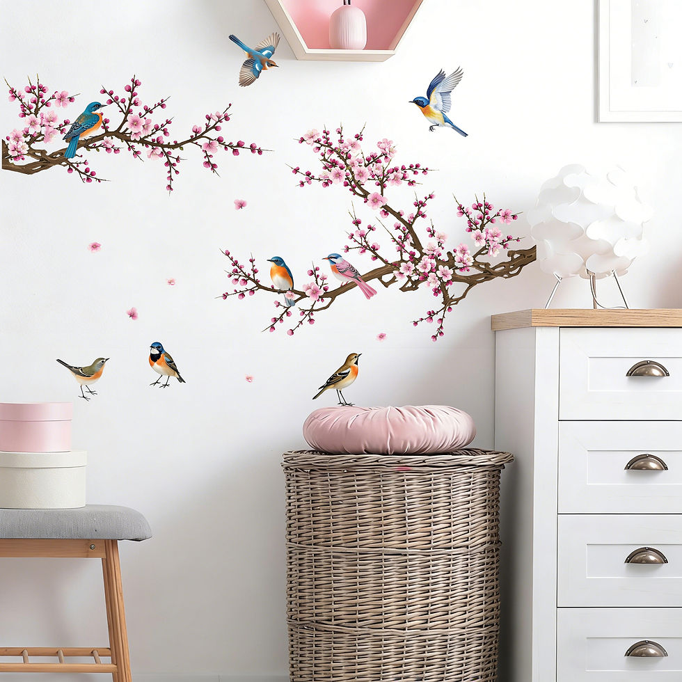 Thumbnail: Branching Bird Cherry Blossom Wall Stickers Self-Adhesive Living Room Home Decor