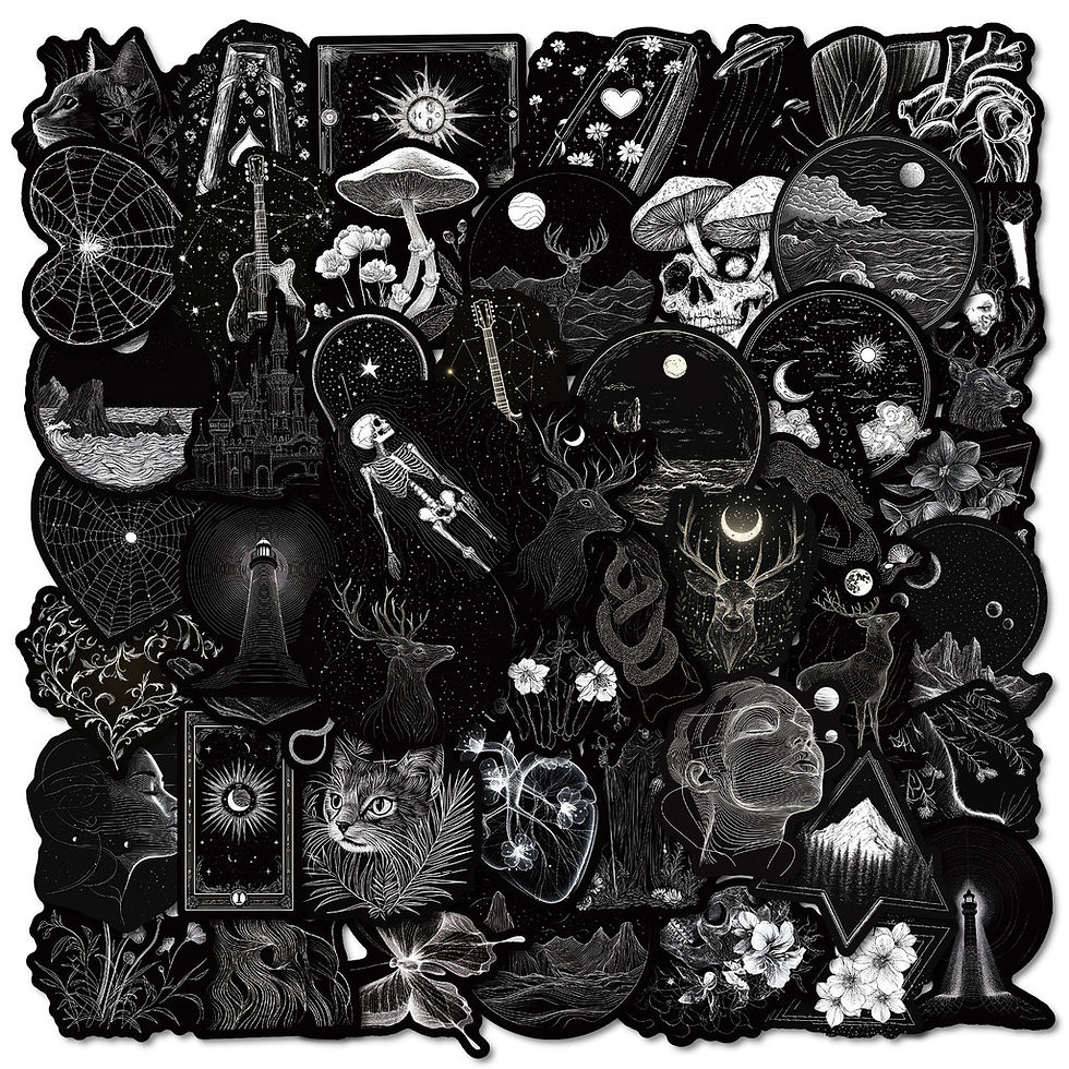 Thumbnail: 50PCS Cool Black Fantasy Aesthetics Series Graffiti Stickers for Bicycle Hand Ac