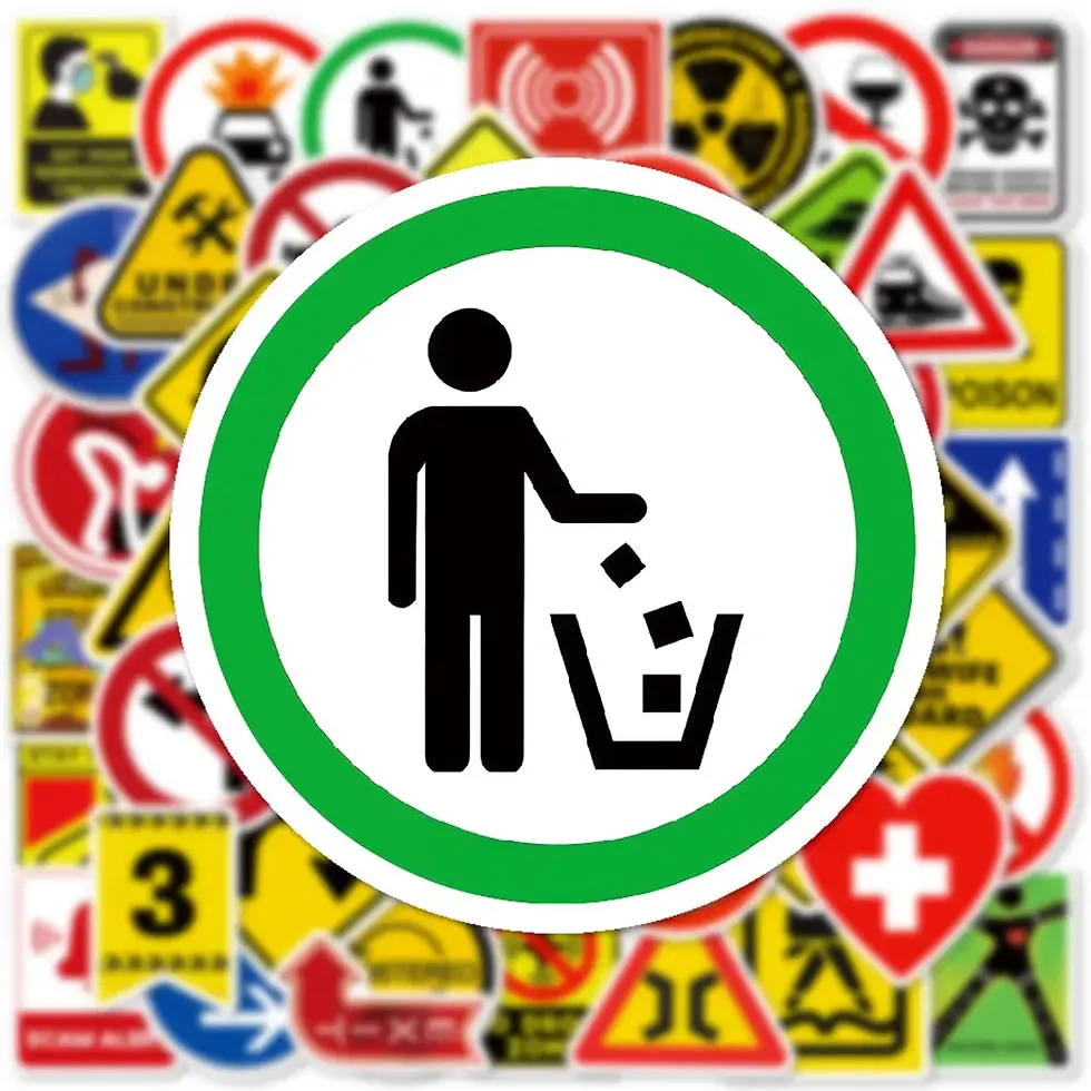 Thumbnail: ​50PCS Urban Street Signs Stickers - Graffiti-Style Warning Decals for Skatebo