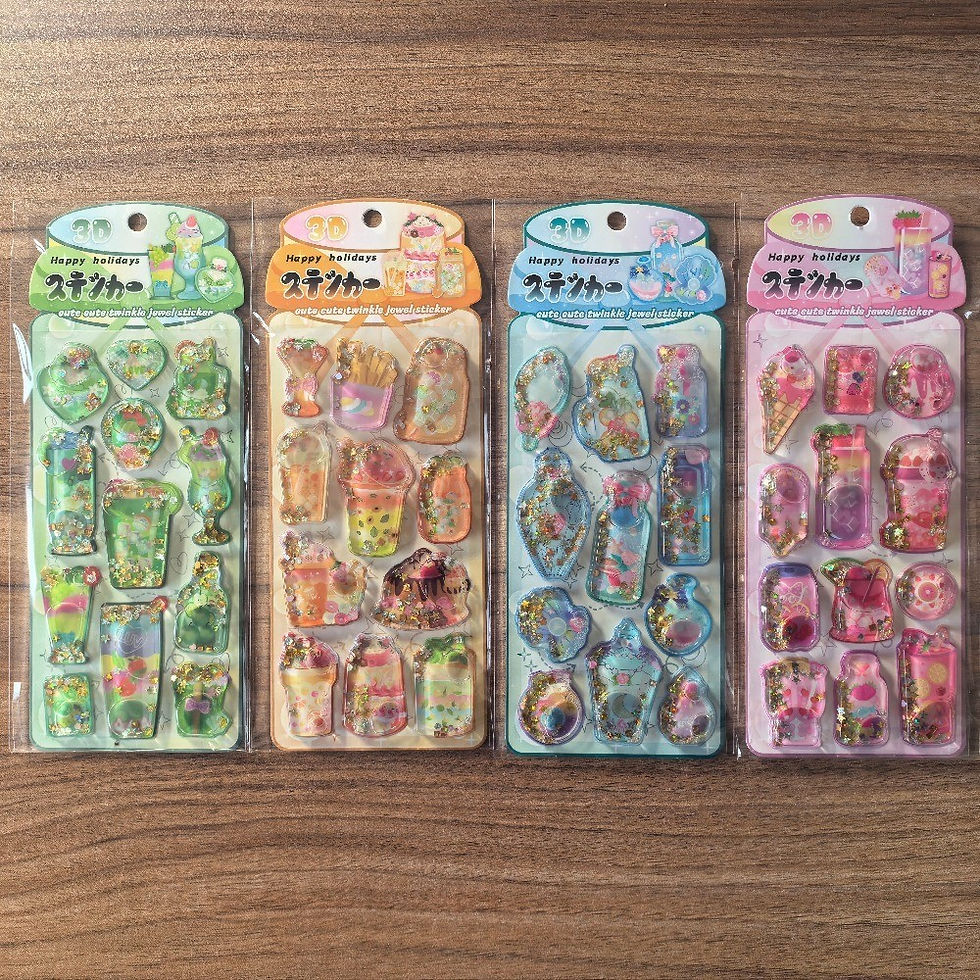 Thumbnail: 4pcs Set Lovely 3D Shake Water Paste Stickers for Scrapbook Diary Phone Decor Re