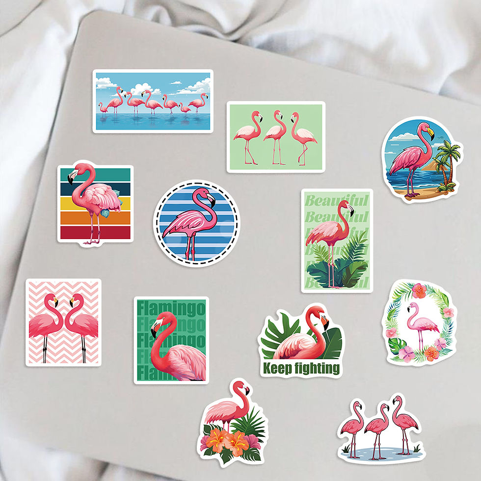 Thumbnail: 50pcs Flamingos Stickers Dream for DIY Girls Scrapbook Suitcase Water Bottle Pho