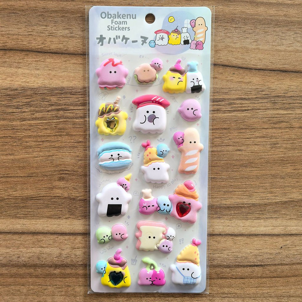 Thumbnail: 4 Sheets Obakeinu Foam Stickers - Cute Ghost Character Decals for DIY Crafts, Jo