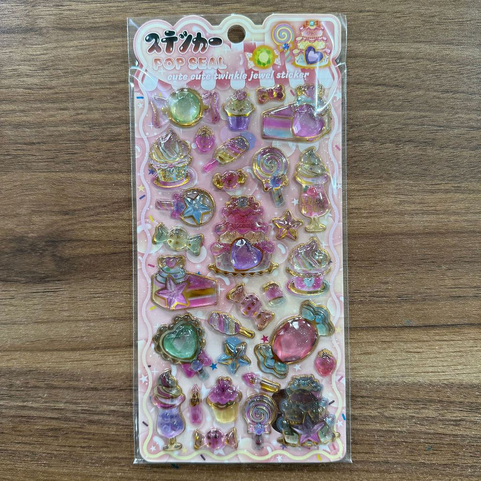 Thumbnail: 4Pcs 3D Sparkle Gem Sticker Kawaii Sweet Dessert Castle Epoxy Sticker for Scrapb