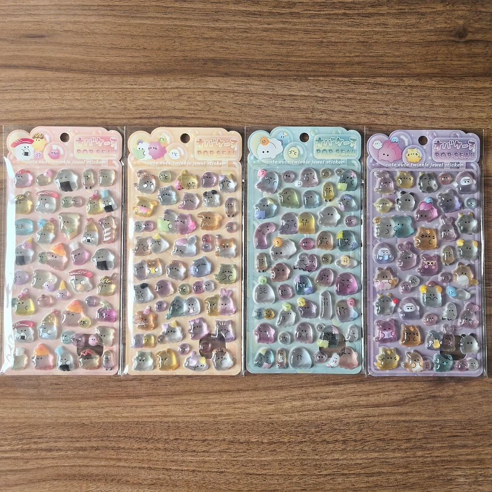 Thumbnail: 4 Pcs Cute Transparent Pop Seal Stickers - Adorable Decor for Journals, Phones &