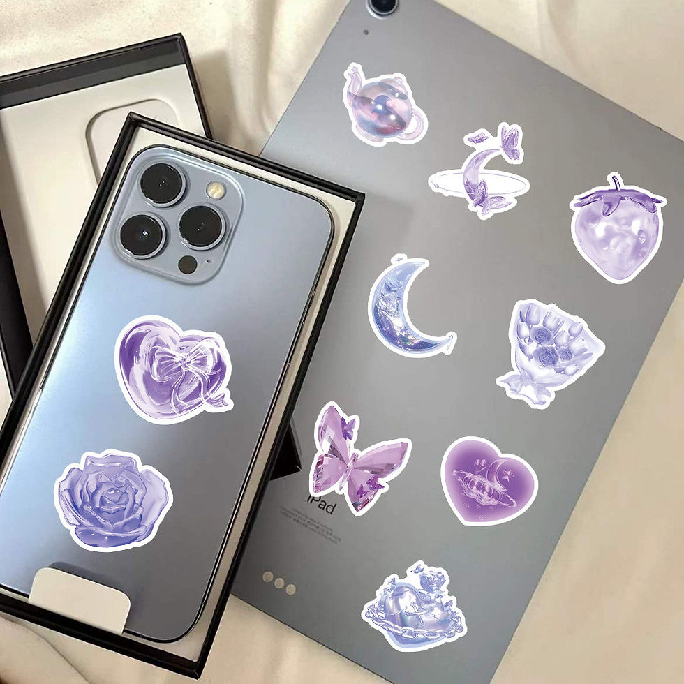 Thumbnail: 63PCS Sparkly Purple Style Stickers - DIY Decor for Journal, Phone Case & Notebo