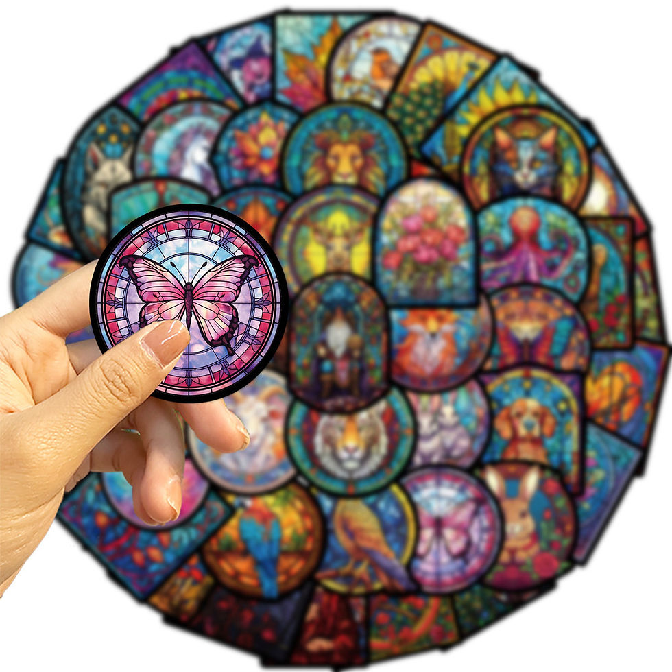 Thumbnail: 50Pcs Cartoon Stained Glass Graffiti Stickers Waterproof DIY Decals for Guitar N