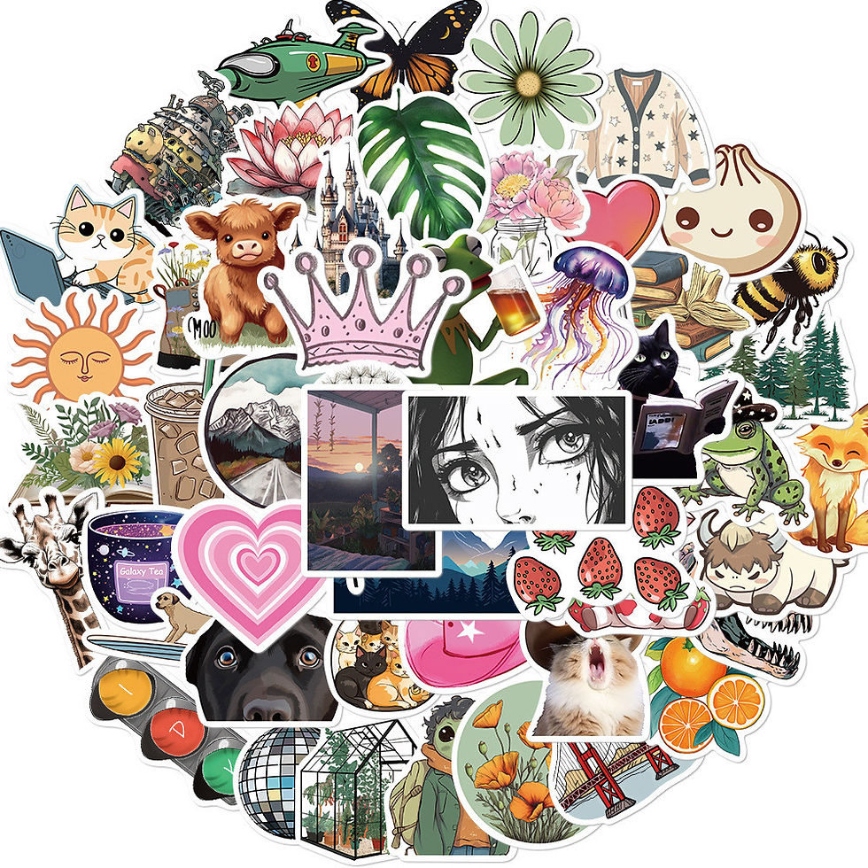 Thumbnail: 50-Piece Cartoon Trending Themes Graffiti Stickers - Waterproof DIY Decor for Gu