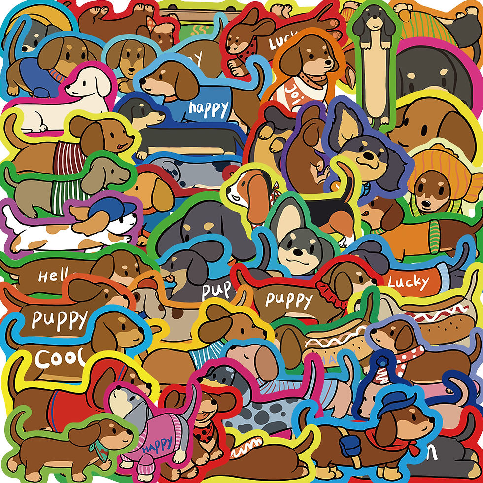 Thumbnail: 50Pcs Cartoon Dachshund Graffiti Stickers for DIY Desk Guitar Computer Refrigera