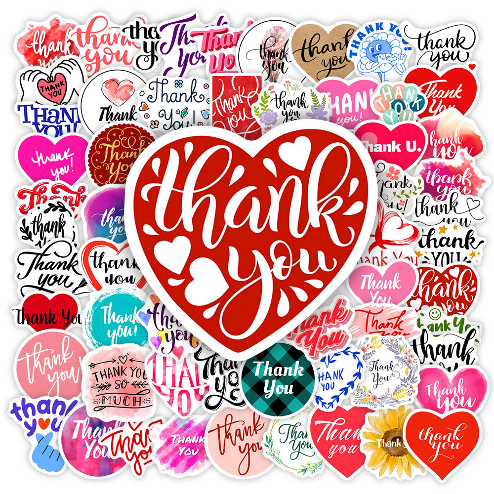 Multiple Thank You Stickers DIY Gift Toys Decorative Decal for Gift Scrapbook Ju