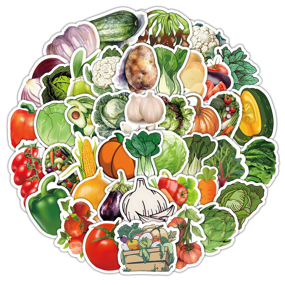 Thumbnail: 60-Piece Cute Vegetable Stickers Style A - Decorative Decals for Notebooks, Phon