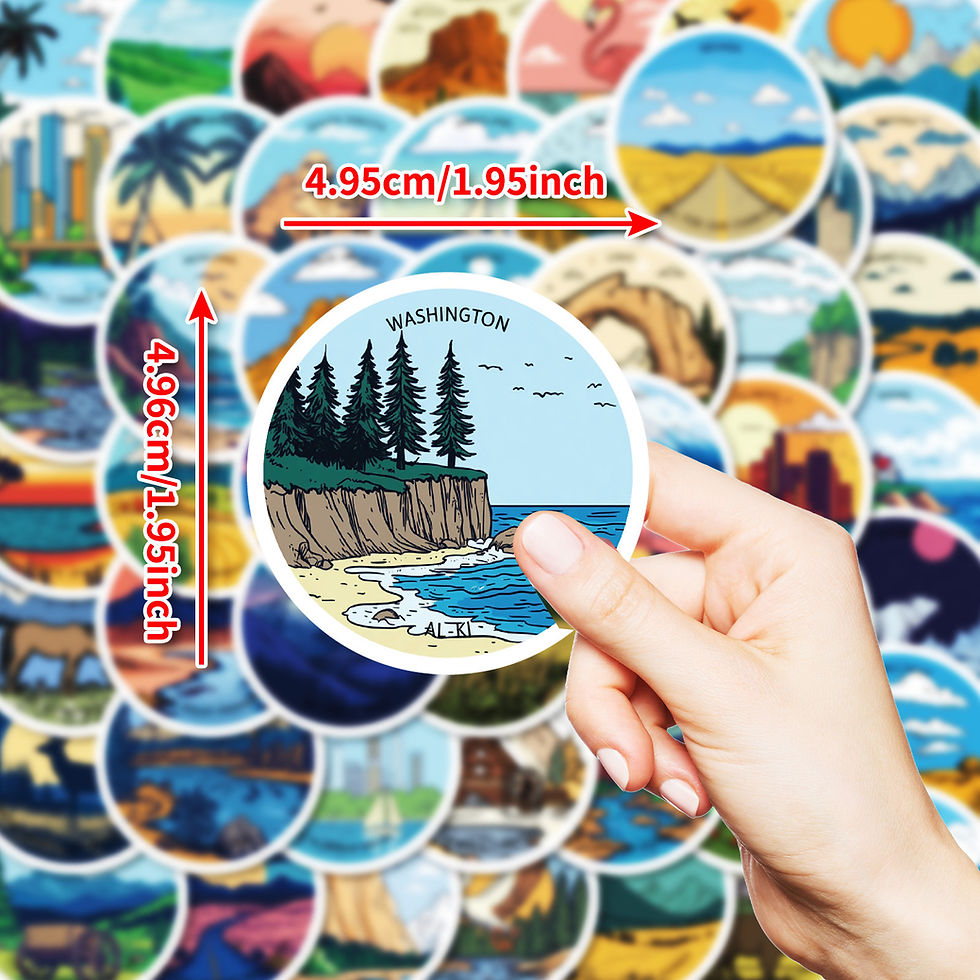 Thumbnail: 50PCS Landscape Architecture Graffiti Stickers Water Cup Flat Waterproof Decorat