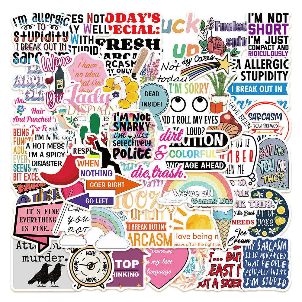 50PCS Sarcastic Quote Stickers - DIY Decor for Notebooks, Laptops & Luggage Reco