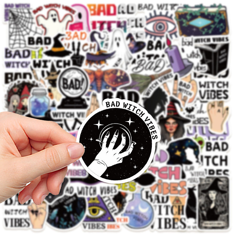 Thumbnail: 50-Piece Edgy Bad Witch Vibes Stickers - Decorative Decals for Laptops, Guitars,